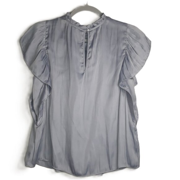 Joie Gray PIntucked Flutter Sleeve Top S Feminine Romantic Office - Picture 6 of 10